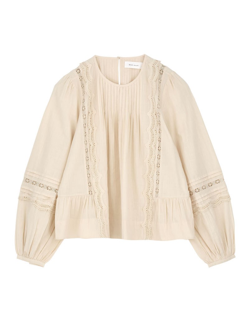 Pack shot af Skall Studio Leaf Blouse Antique Beige på hvid baggrund
