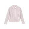 Pack shot af Skall Studio Fauna Stribet skjorte Raspberry/Cream Stripe på hvid baggrund