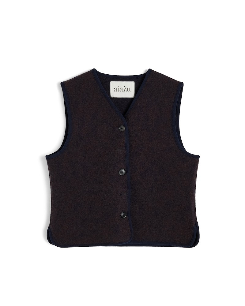 Pack shot af Aiayu Hilda Navy Melange Vest på neutral baggrund
