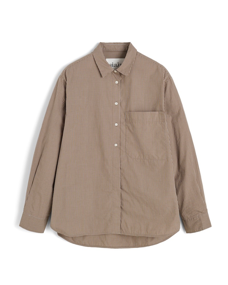 Aiayu Lynette Shirt Check Mix Fossil Ternet skjorte på hvid baggrund