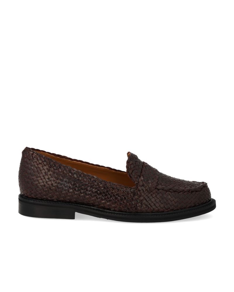 Angulus 1706 Penny Loafer Dark Brown mørkebrun flettet sko