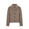 Pack shot af Leveté Room Owa 25 Jacket Taupe kort uld jakke på hvid baggrund