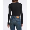 Modelbillede af Dorothee Schumacher sort merino pullover strik bagfra