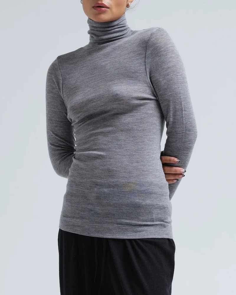 Model billede af Seamless Basic Lola Wool Roll Neck Grey