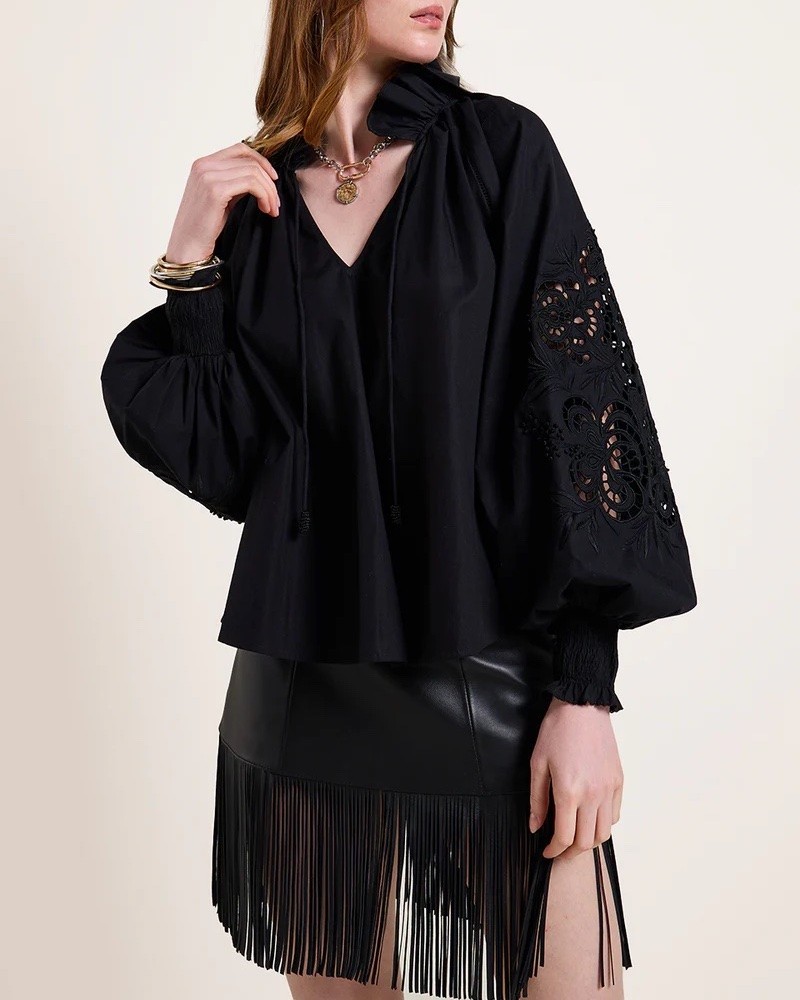 Scarlett Poppies Antonina Top Onyx Black på model