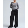 Model billede af Seamless Basic Barbera Wool Black og jade bluse i grå merinould
