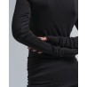Close up af Seamless Basic Jade bluse. sort merinould