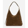 Pack shot af Vanessa Bruno Jess Large Hobo Taske Khaki ruskind på neutral baggrund