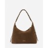 Pack shot af Vanessa Bruno Jess PM taske khaki ruskind på neutral baggrund
