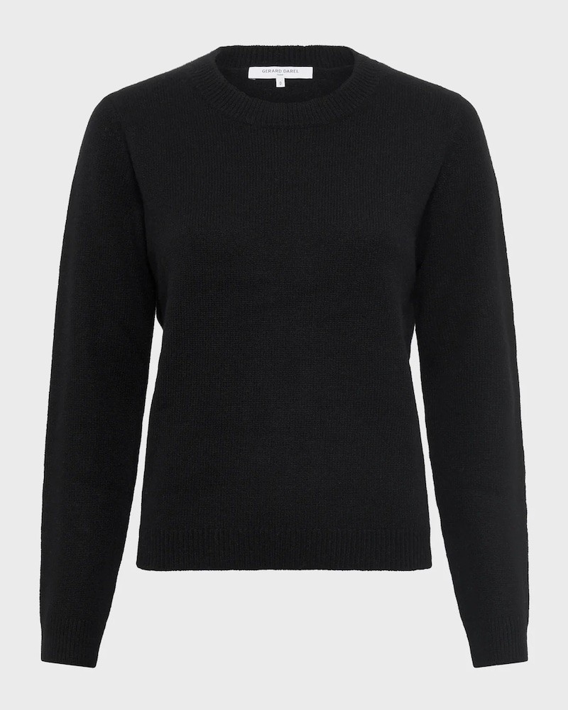 Pack shot af Gerard Darel Emelyne Sort Cashmere strik på neutral baggrund