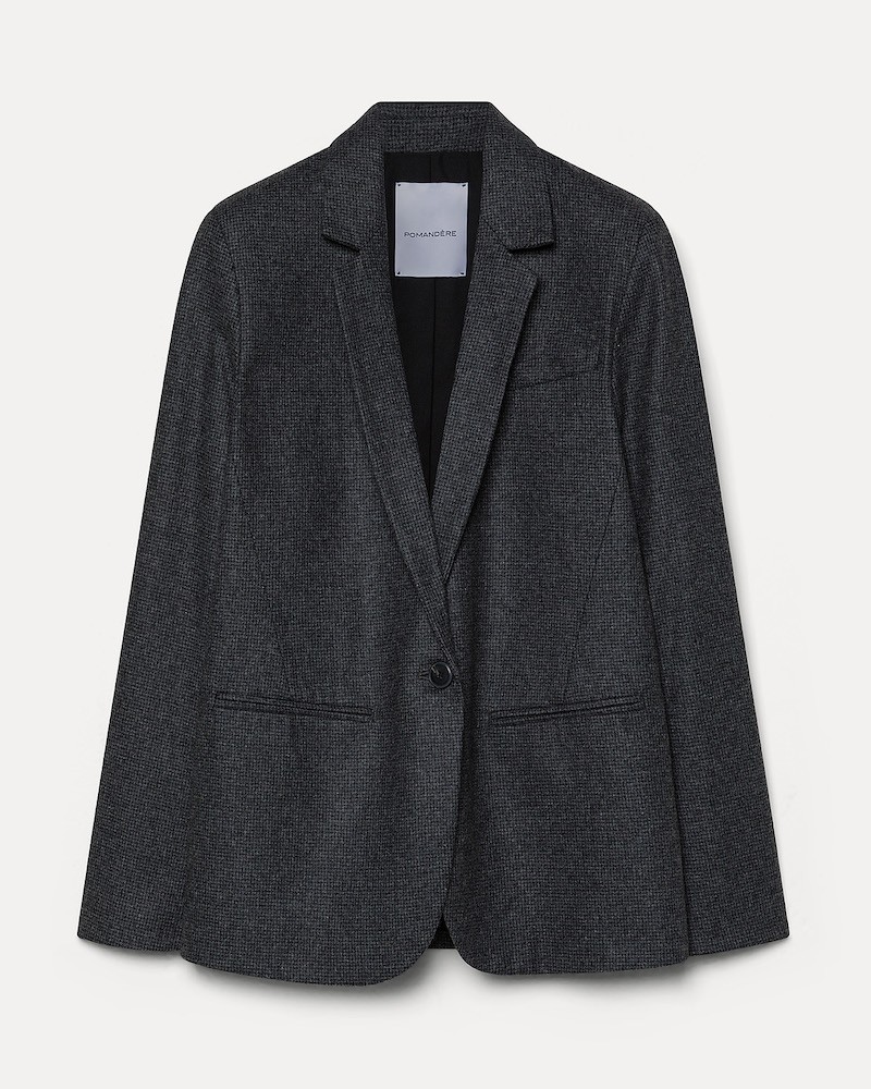 Pack shot af Pomandére Flannel Blazer Graphite Grå På neutral baggrund