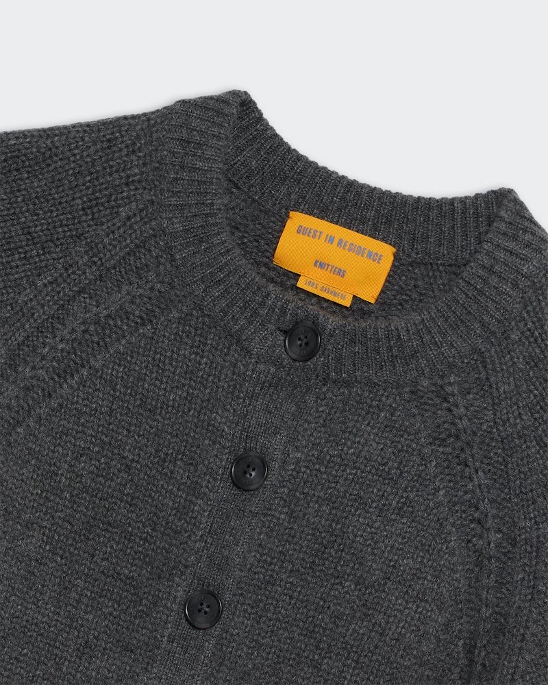 Close up af Guest In Residence Sculpted Cardigan Charcoal