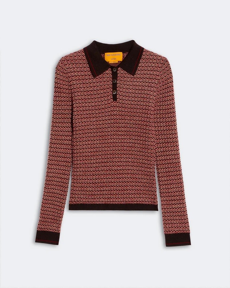 Pack shot af Guest In Residence Chevron Shrunken Polo Burnt Cocoa Combo