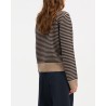 Model billede af Skall Studio Senna Strik Cardigan Brown Navy Stribet bagfra