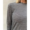 Close up af Pomandére T-Shirt Dove Gray Stripes