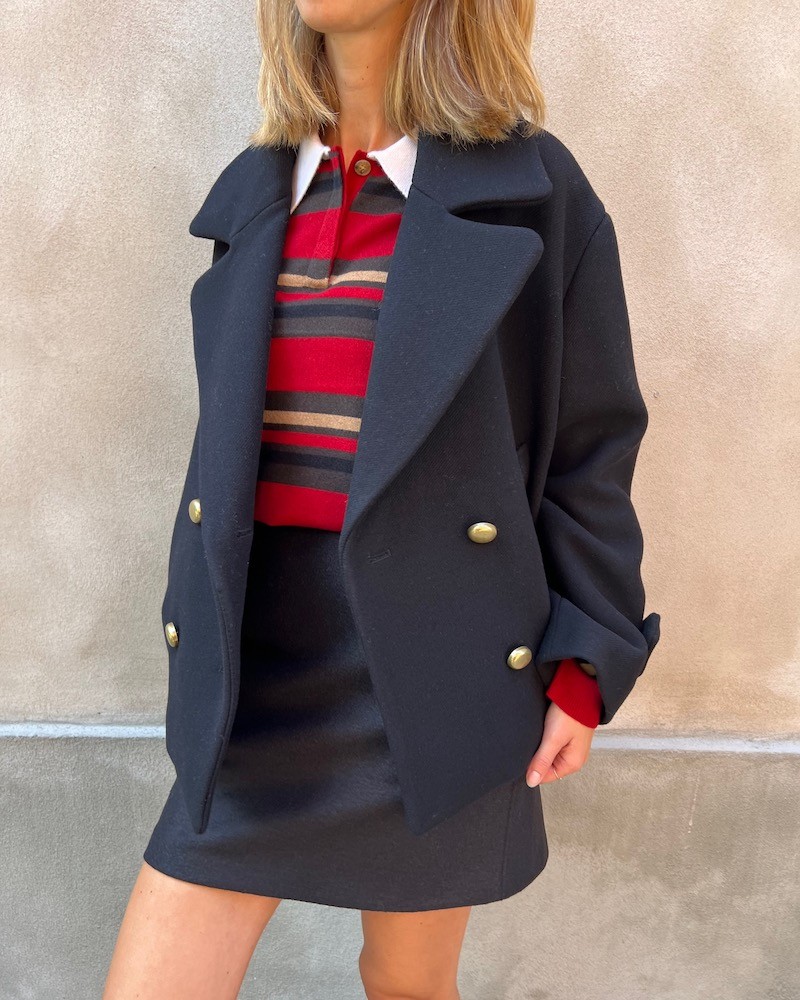 Model billede af Guest In Residence Cropped Stripe Rugby Polo Ruby Combo