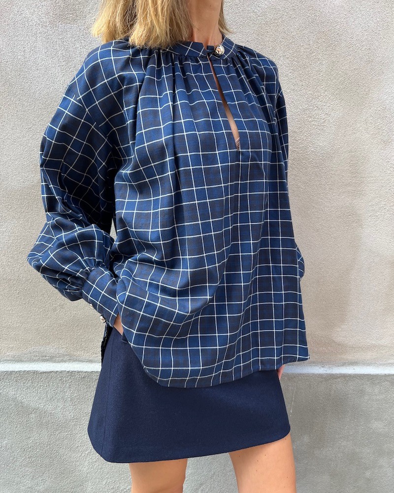 Model billede af Britt Sisseck Veronica Shirt Limo ternet skjorte