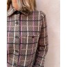 Close up af Guest In Residence Dylan Plaid Shirt Burnt Cocoa Combo