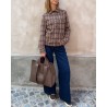 Model billede af Guest In Residence Dylan Plaid Shirt Burnt Cocoa Combo