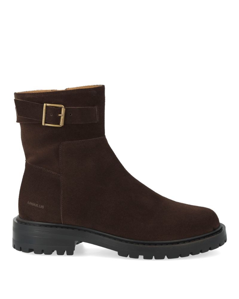 Pack shot fra siden af Angulus 7865 Boot W/Buckle Suede Dark Brown
