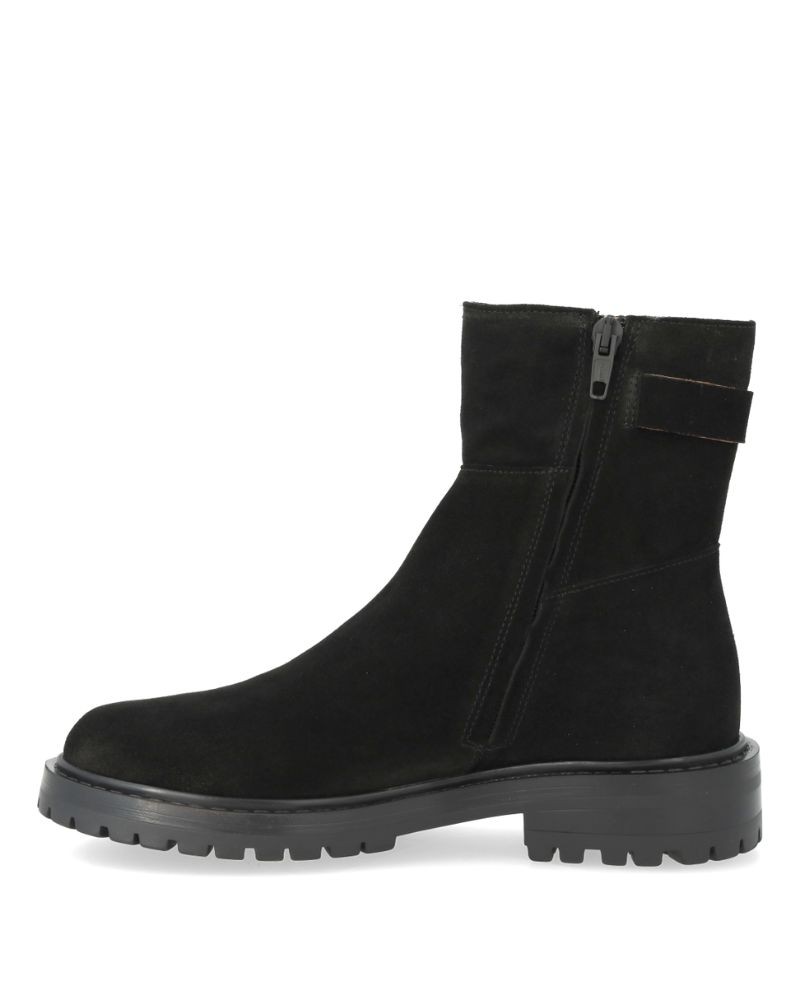 Angulus 7865 Boot W/Buckle Suede sort støvle med lynlås på indersiden