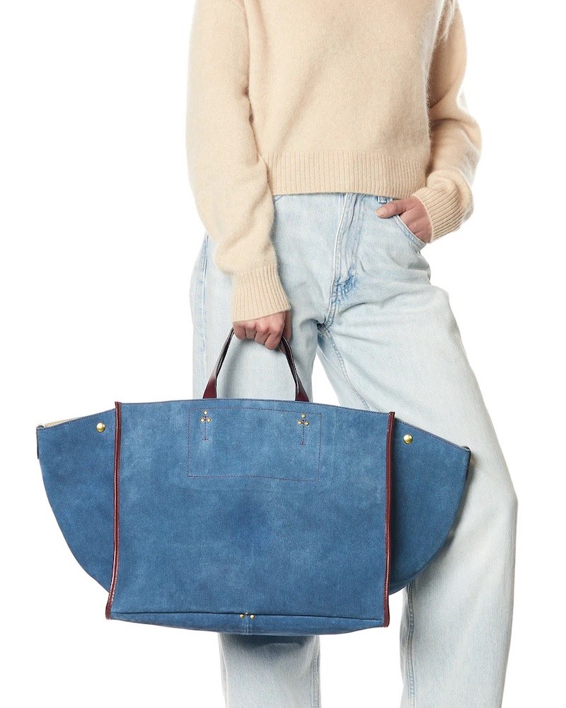 Model billede af Jerome Dreyfuss Leon L Split Suede Jeans Denimblå stort tote