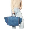 Model billede af Jerome Dreyfuss Leon L Split Suede Jeans Denimblå stort tote