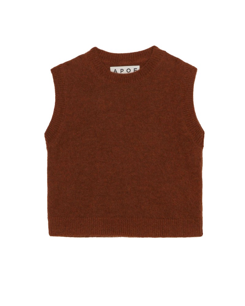 Pack shot af Apof Gerda Vest Cobber Brown på neutral baggrund
