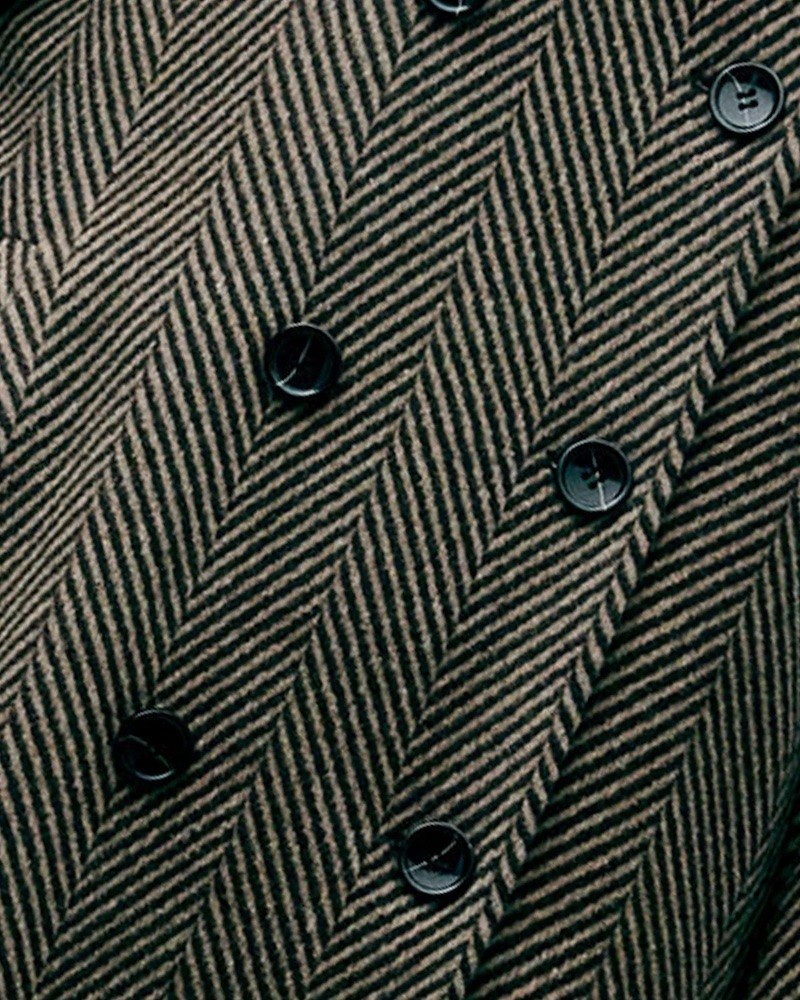 Close up af Apof Drew Herringbone Dobbeltradet jakke
