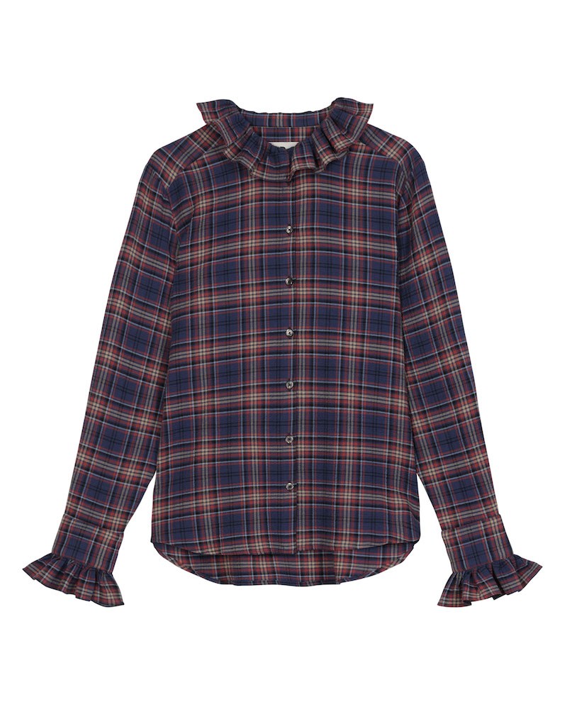 Pack shot af Apof Andrea Shirt Blue Check ternet skjorte på neutral baggrund