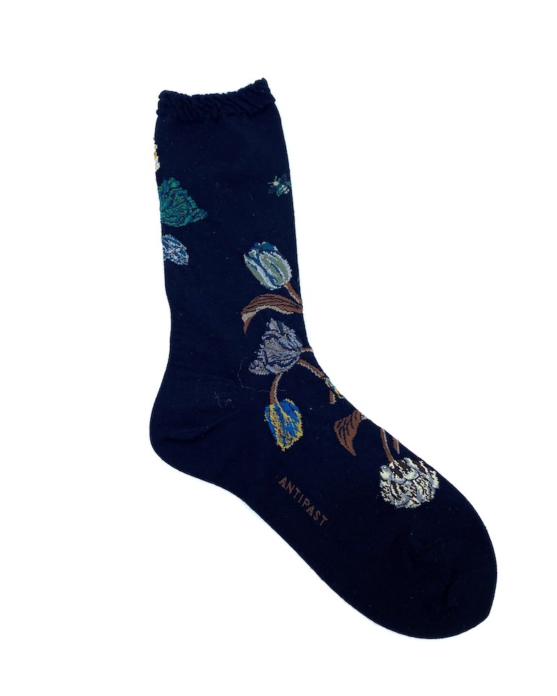 Pack shot af Antipast AM-805 Bouquet Tulip Socks Black på hvid baggrund