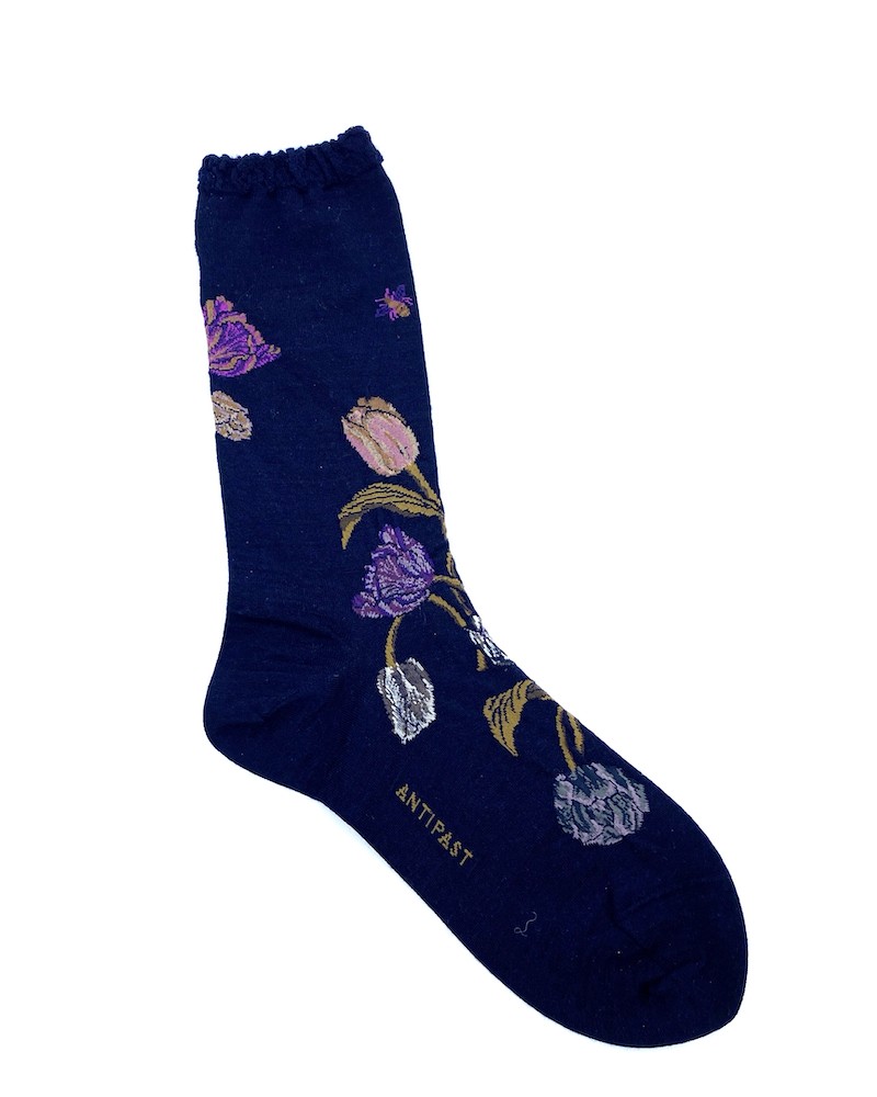 Pack shot af Antipast AM-805 Bouquet Tulip Navy Strømper på hvid baggrund