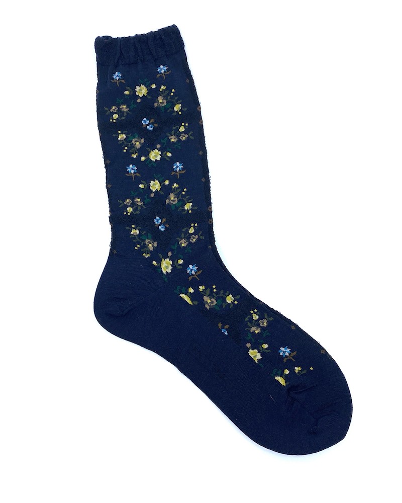 Pack shot af Antipast AM-809 Rose Wall Socks Navy Strømper på hvid baggrund