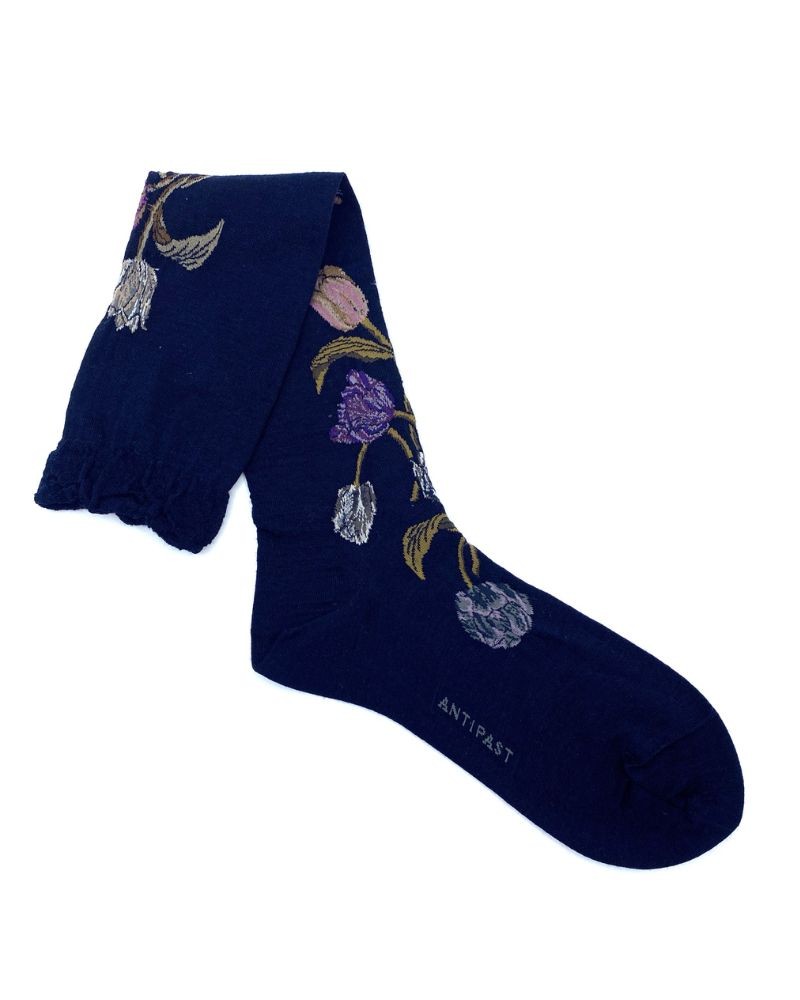 Pack shot af Antipast AM-805HS Bouquet Tulip Knæstrømper Navy på neutral baggrund