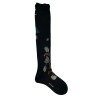 Pack shot af Antipast AM-805HS Bouquet Tulip Knee Socks Black på hvid baggrund