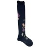 Pack shot af Antipast AM-805HS Bouquet Tulip Knee Socks Navy på hvid baggrund