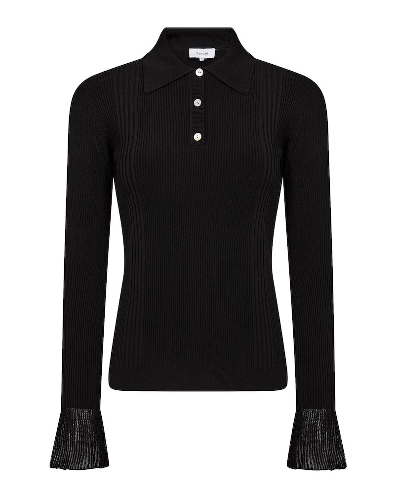Pack shot af Leveté Room Obi 1 Cardigan Black på neutral baggrund