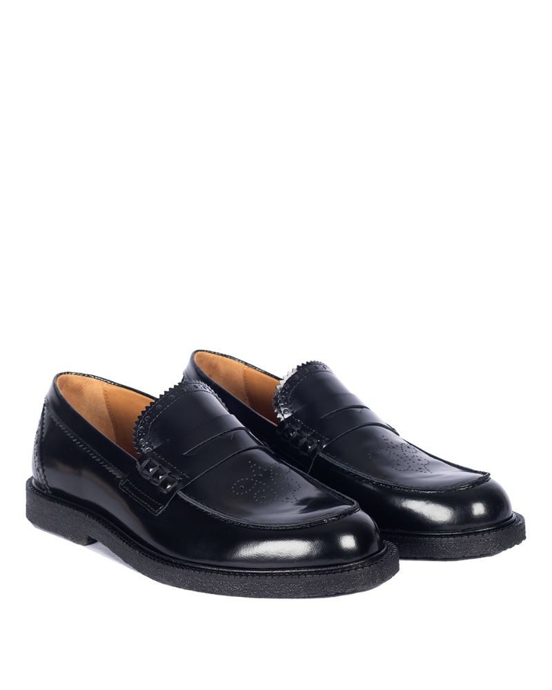 Pack shot af Angulus 1683 Penny Loafer Brogue Pattern Black på neutral baggrund