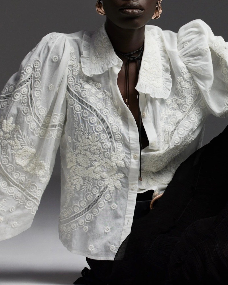 Model billede af Scarlett Poppies Chetna Top Simply White Hvid Skjorte