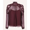 Pack shot af Ulla Johnson Magdalena Silk Smocked Blouse Mahogany