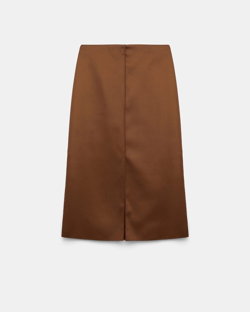 Pack shot af Dorothee Schumacher Shiny Statement Skirt Terra på neutral baggrund