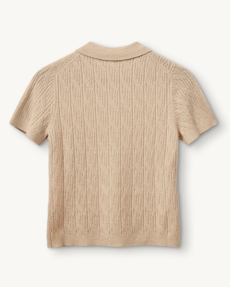 Pack shot bagfra af The Garment Como Cable Mini Polo Macademia