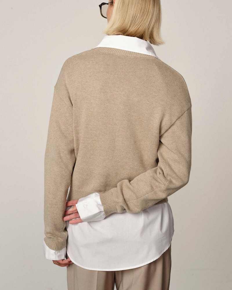 Model billede af Herskind Bianca Knit Cardigan Croissant bagfra