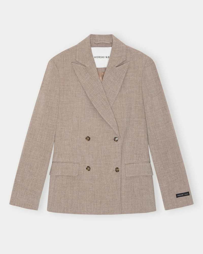 Pack shot af Herskind Laila Fitted Blazer Wood Beige Melange jakke