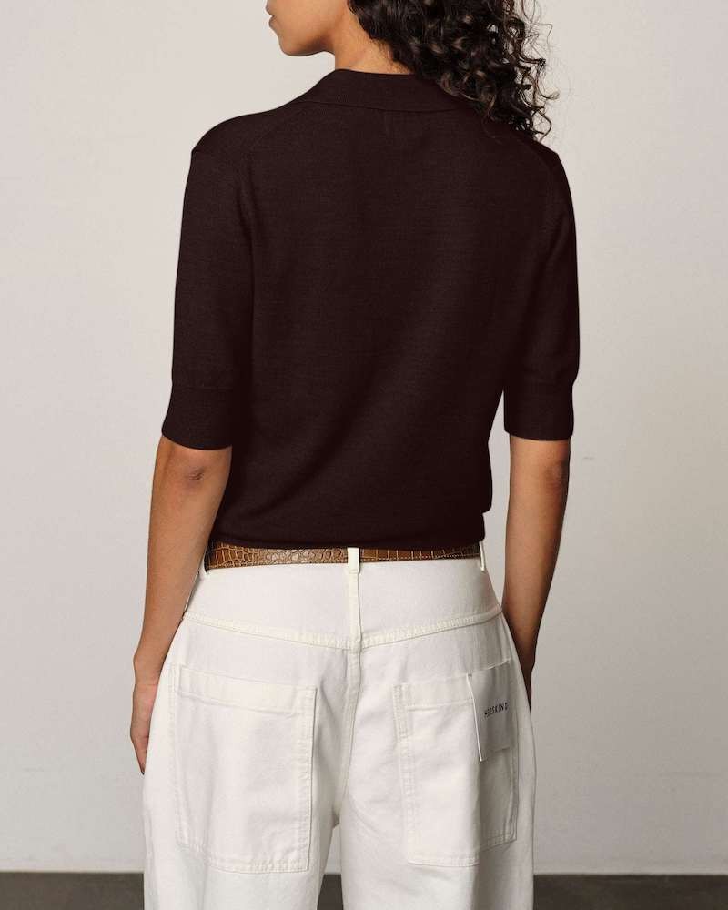 Model billede af Herskind Kaspar Knit Cardigan Mahogany bagfra