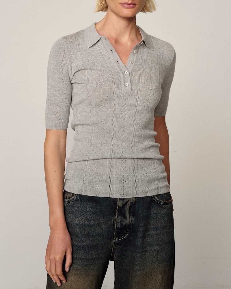 Model billede af Herskind Cyenna Knit Blouse Grey Melange Strik polo