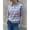 Model billede af Guest In Residence Collegiate Stripe Polo Heather Grey Combo