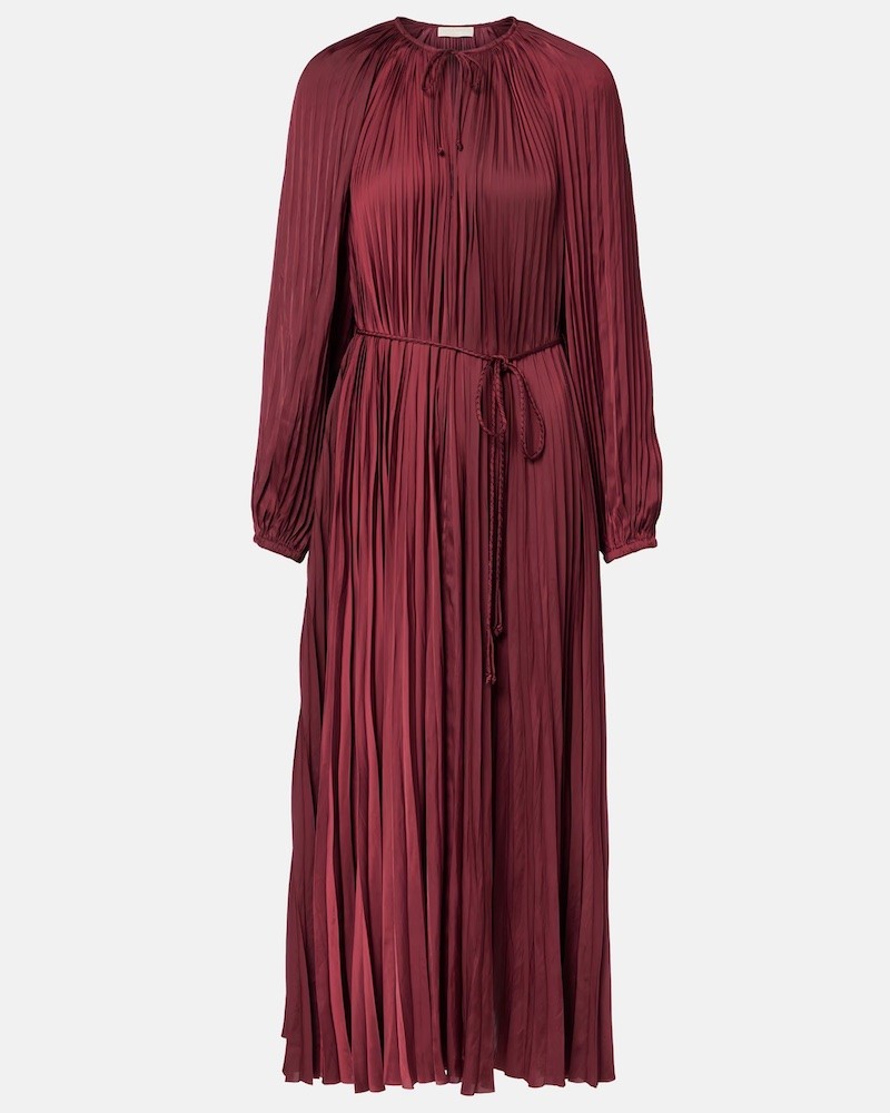 Pack shot af Ulla Johnson Alexia Pleated Long Sleeve Dress Claret