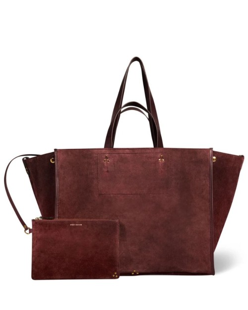 Pack shot af Jerome Dreyfuss Leon L Split Suede Brulé Bordeaux Maxi tote på hvid baggrund