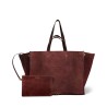 Pack shot af Jerome Dreyfuss Leon L Split Suede Brulé Bordeaux Maxi tote på hvid baggrund
